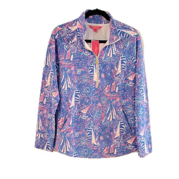 Lilly Pulitzer Skipper Popover Sailabration UPF 50 Luxletic Sz M 1/4 Zip Top NWT - Picture 7 of 7